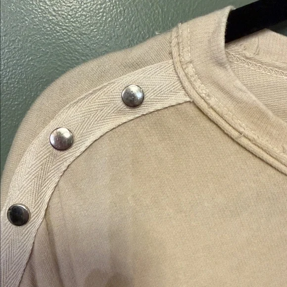 Stud-Accent Short Sleeve Tee - Beige - Picture 3 of 6